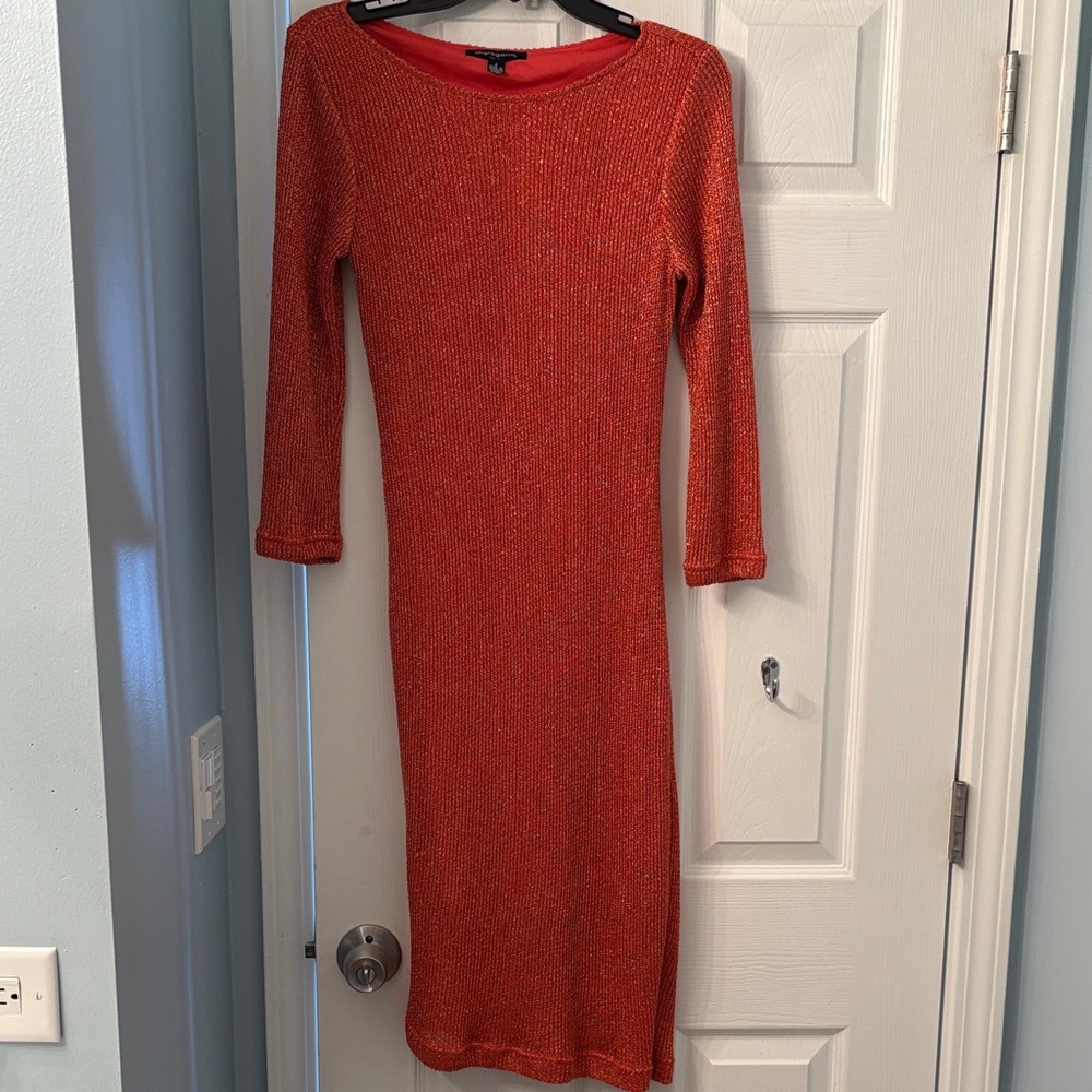 Sharagano Vibrant Red Long Sleeve Dress